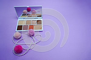 Cosmetic makeup facial set of colours for women with different complements