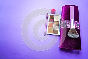 Cosmetic makeup facial set of colours for women with different complements