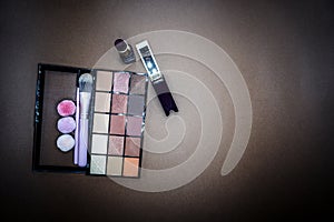 Cosmetic makeup facial set of colours for women with different complements