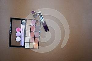 Cosmetic makeup facial set of colours for women with different complements