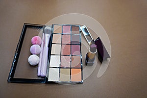 Cosmetic makeup facial set of colours for women with different complements