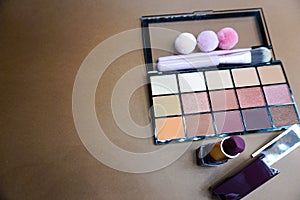 Cosmetic makeup facial set of colours for women with different complements