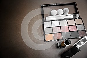 Cosmetic makeup facial set of colours for women with different complements