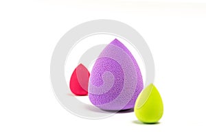 Cosmetic Makeup Foundation Sponge Applicator on White Background. Big Teardrop Shape Foundation Sponge Applicator.