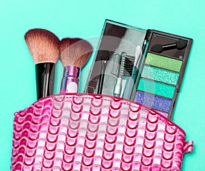 Cosmetic Makeup Kit Represents Beauty Product And Accessories