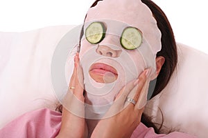 Cosmetic mask with cucumber