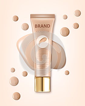 Cosmetic package design, blank foundation tube mockup for design uses in complexion color tone.