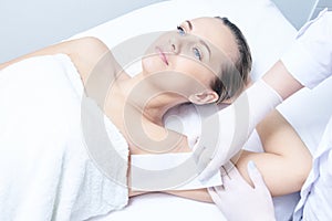 Cosmetic procedure. Hair removal. Beauty and health. Bright skin