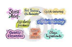 Cosmetic product sticker set, face cleansing badge