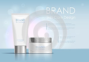 Cosmetic Product Tube Ad Concept Card Background. Vector