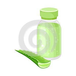 Cosmetic Product Tube with Aloe Vera Ingredient Vector Illustration