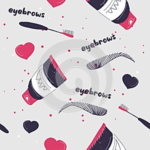 Cosmetic products for eyebrows, brushes vector