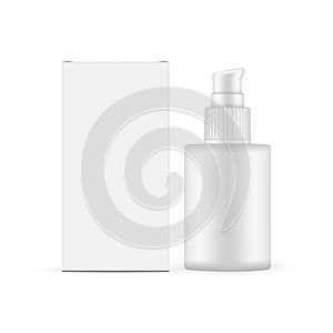 Cosmetic Pump Bottle Mockup for Oil or Serum with Packaging Box