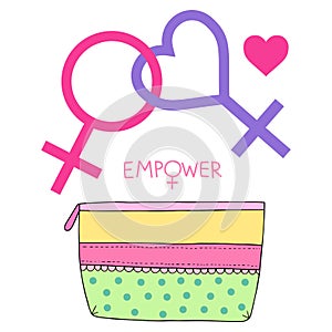 Cosmetic purse and feminist lesbian symbol