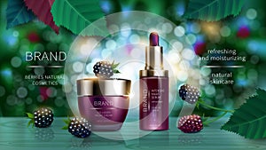 Cosmetic series with wild berries realistic vector