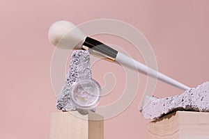 Cosmetic shades compact and loose mineral face powder makeup and makeup brush - Natural eco friendly make up products