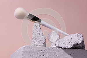 Cosmetic shades compact and loose mineral face powder makeup and makeup brush - Natural eco friendly make up products