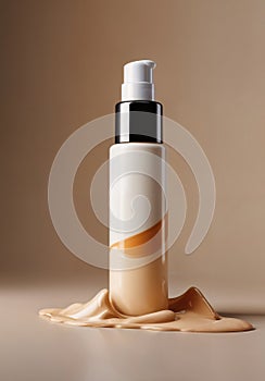 A cosmetic skin care, cream container on a neutral background. product presentations, beauty blogs, or skincare marketing