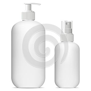 Cosmetic spray bottle mockup. Dispenser container