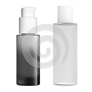 Cosmetic toner bottle. Clear skin face lotion mock up