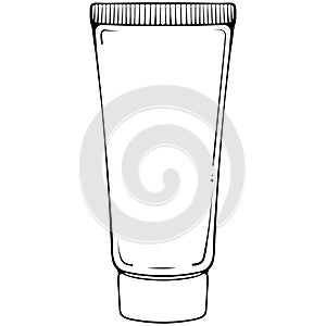Cosmetic tube with cream line art