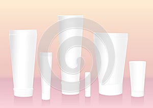 Cosmetic Tubes Blank Unlabeled White Container Collection Set Variations