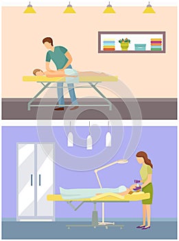 Cosmetician Cosmetic Procedures Massage Set Vector