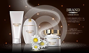Cosmetics beauty product set, premium body spa cream shampoo for skin care, template design poster, cosmetic presentation,vector