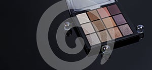Cosmetics concept: Professional female eye shadow shades in a black box