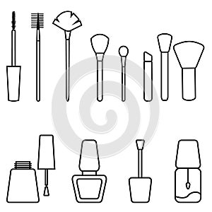 Cosmetics icon vector set. Make up illustration sign collection. Beauty symbol ro logo.