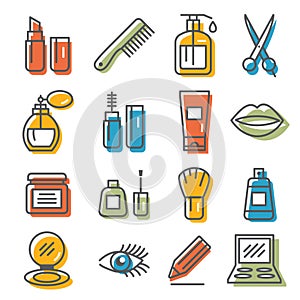 Cosmetics Icons on white background