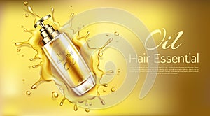 Cosmetics oil for hair essential product bottle