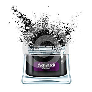 Cosmetics product with activated charcoal vector photo