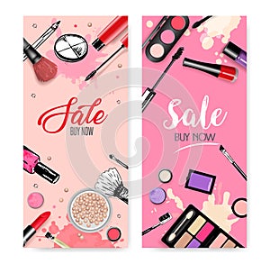 Cosmetics sale banners and ads templates