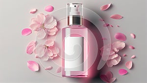 cosmetics skin care product packaging design a bottle and a blank white label for your design. Generative AI.