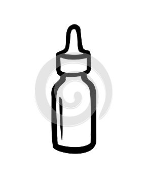Productos cosméticos una botella silueta en blanco. cosmético botellas aceite líquido básico aceite colágeno 