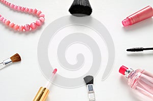 Cosmetics on a white background