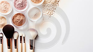 Cosmetics on a white background. Space for text