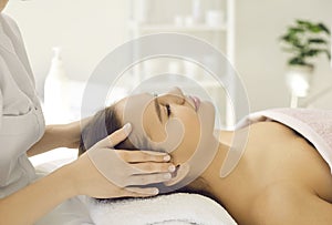 Cosmetologist do facial skincare procedures for woman client