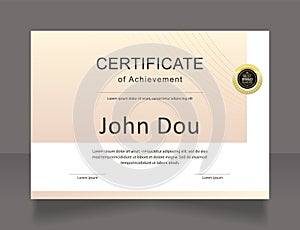 Cosmetology development achievement certificate design template