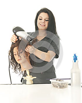 Cosmetology Student Enjoying Her Class