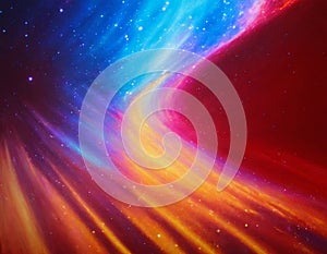 Cosmic background with colorful light bursts, stars, space, galaxy, AI Generated