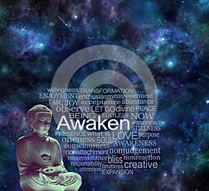 Cosmic Buddha Mindfulness Awaken Meditation Concept