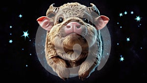 Cosmic Bull: A Quirky and Festive Wallpaper for Chinese New Year - AI Generated Illustration, Realistic