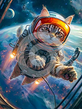 Cosmic Cat: Feline Astronaut in Space