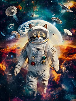 Cosmic Cat: Feline Astronaut in Space