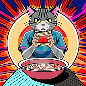 Cosmic Cat: A Psychedelic Ramen Feast