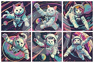 Cosmic Cats. Playful Space Felines in Spacesuits and Helmets photo