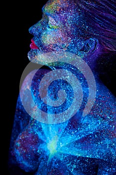 Cosmic close up UV portrait photo