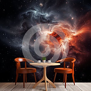 Cosmic Coffee Cup Wallpaper with Nebulas and Stars